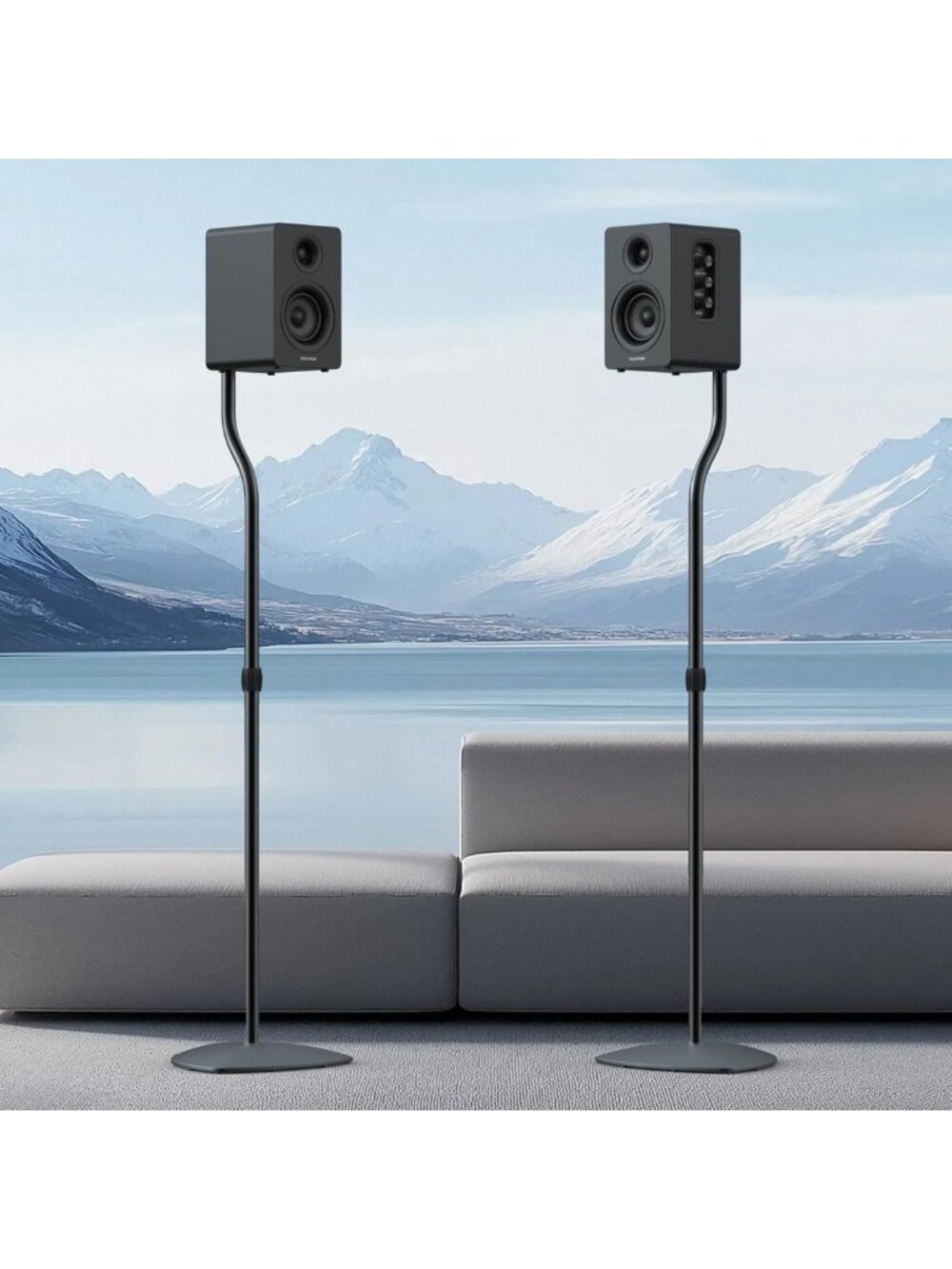 Adjustable Universal Speaker Stands Pair - 28-38in for Home Theater & Surround